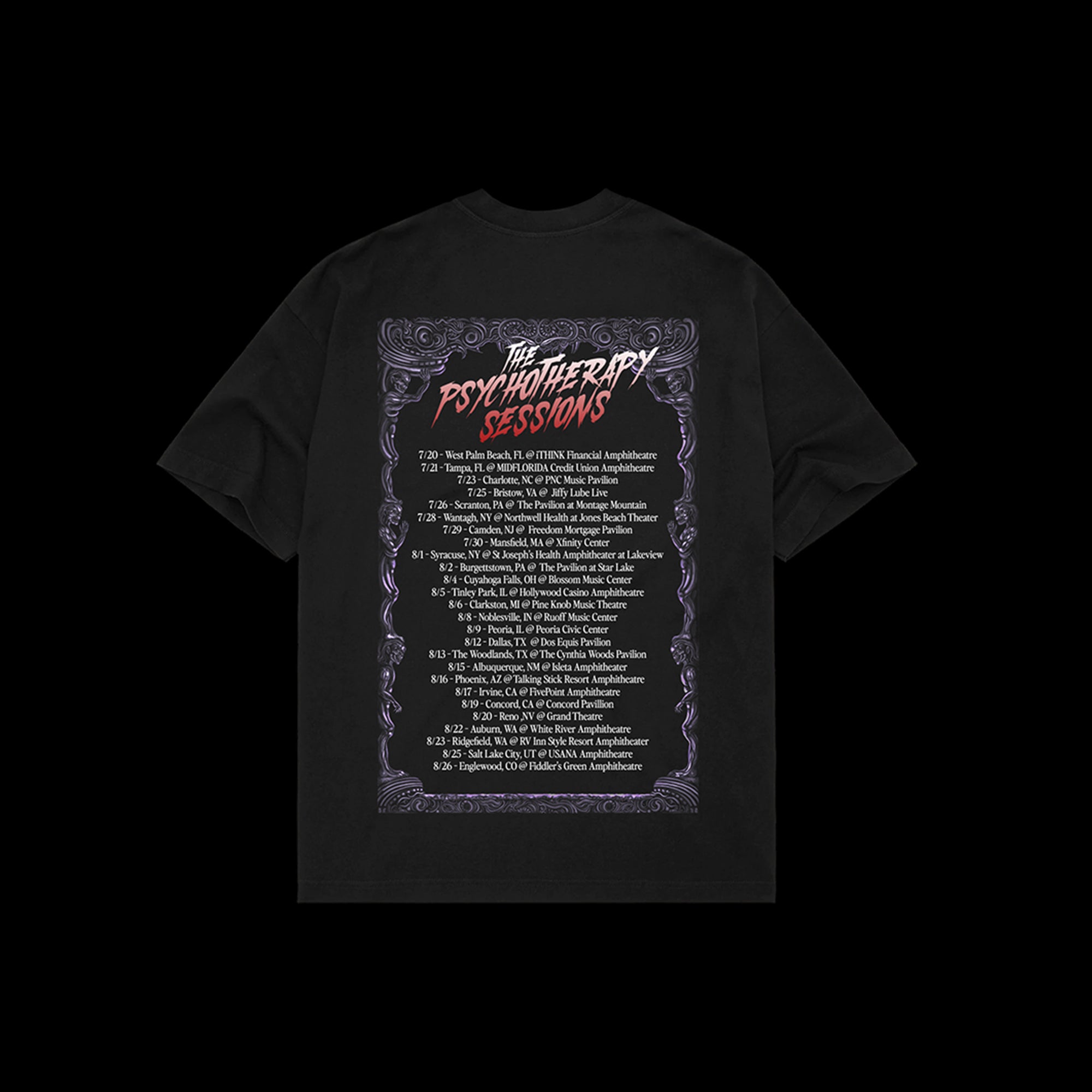 Psychotherapy Sessions Tour Black Tee. Back